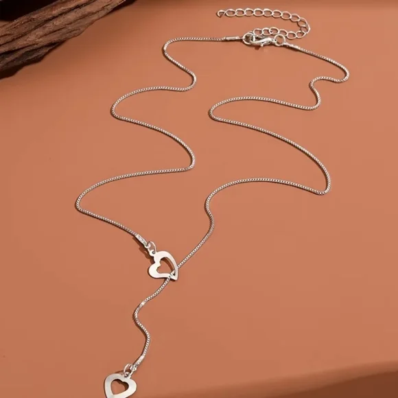 🏷SALE. Y Shape heart shape pendant necklace. Dainty clavicle chain.  NWT. - Picture 6 of 6